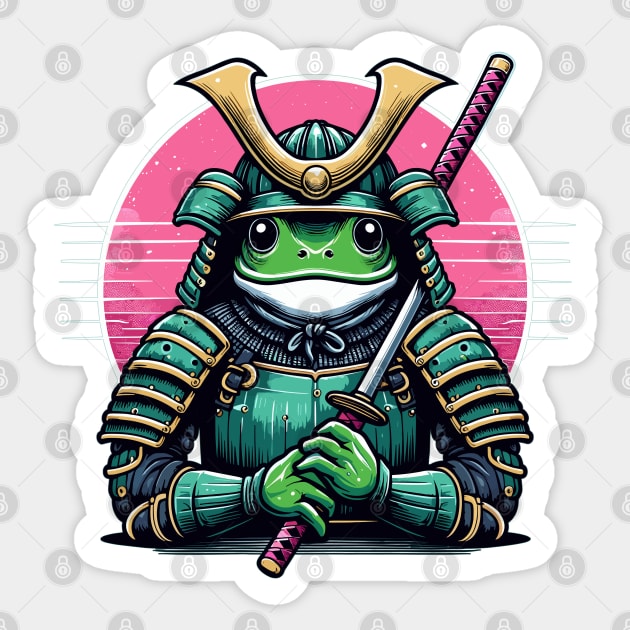Samurai frog, japanese frog art Sticker by JessArty
